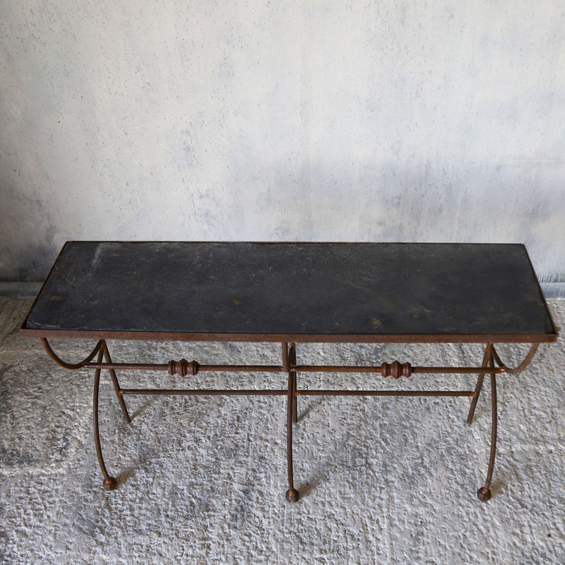 Pair of bespoke hand forged iron console tables