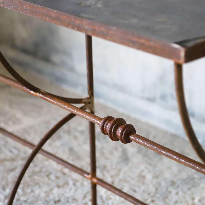 Pair of bespoke hand forged iron console tables