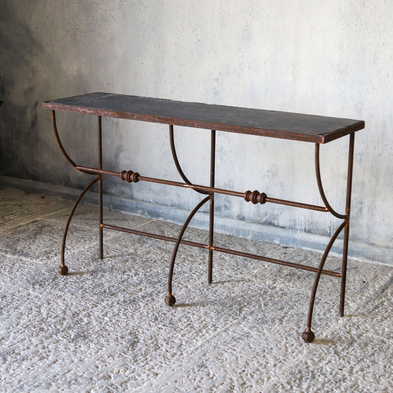 Pair of bespoke hand forged iron console tables