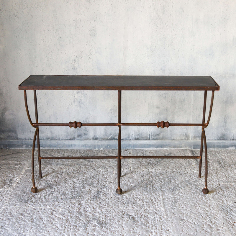 Pair of bespoke hand forged iron console tables