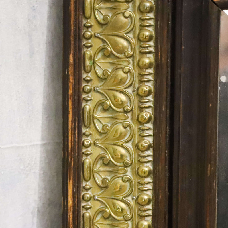 French Pressed Brass mirror in Oak frame with family crest