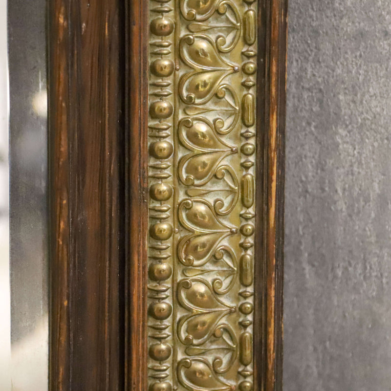 French Pressed Brass mirror in Oak frame with family crest