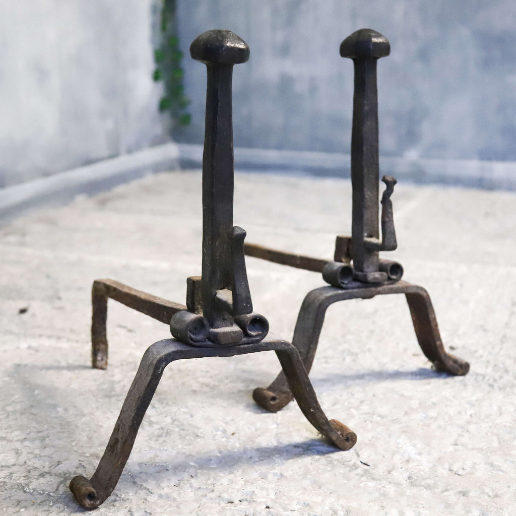 Pair of 19th Century French Forged Iron Dogs