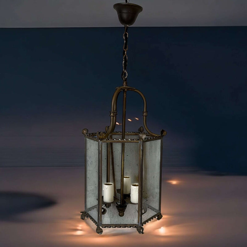 French brass hexagonal lantern