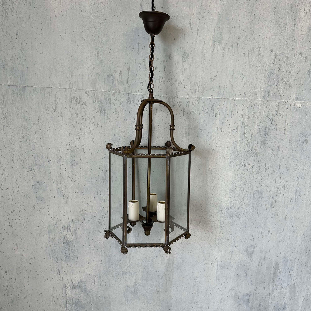 French brass hexagonal lantern