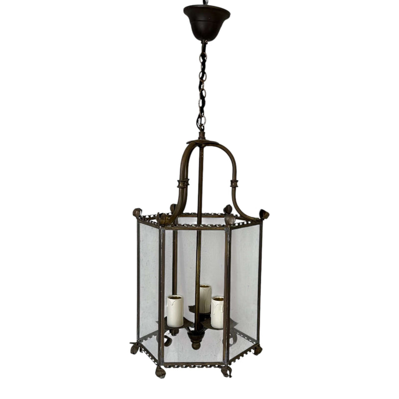 French brass hexagonal lantern