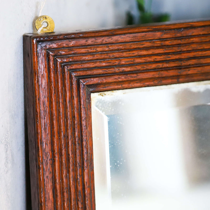 English reeded Oak bevelled mirror