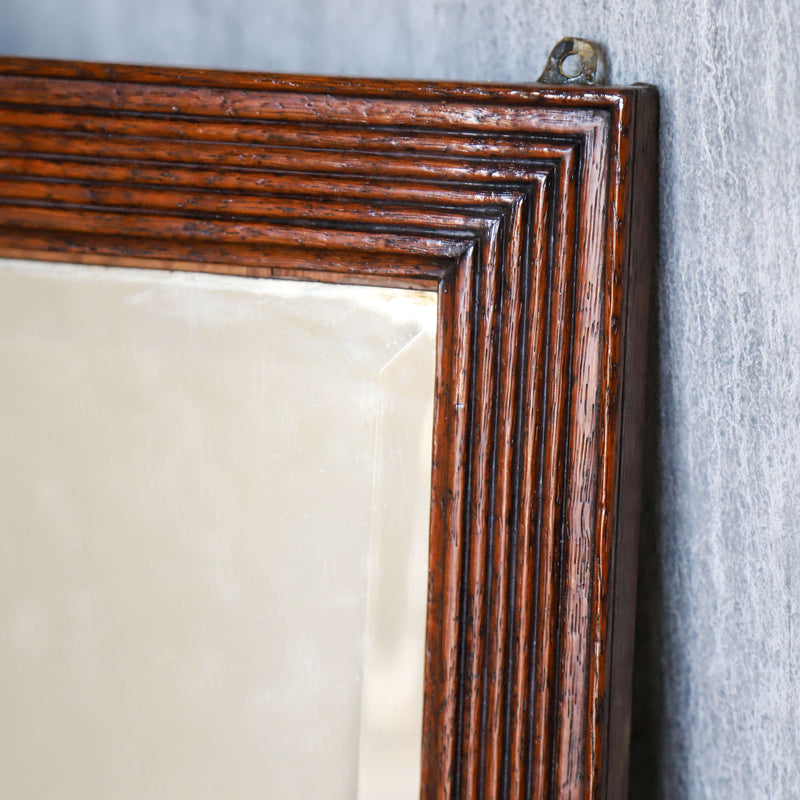 English reeded Oak bevelled mirror