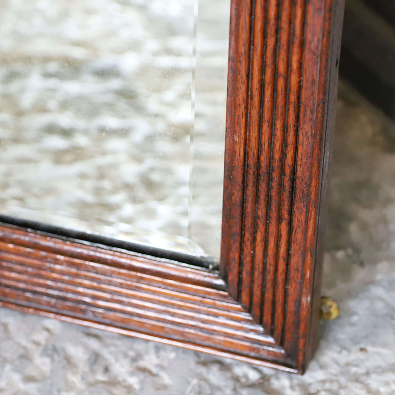 English reeded Oak bevelled mirror