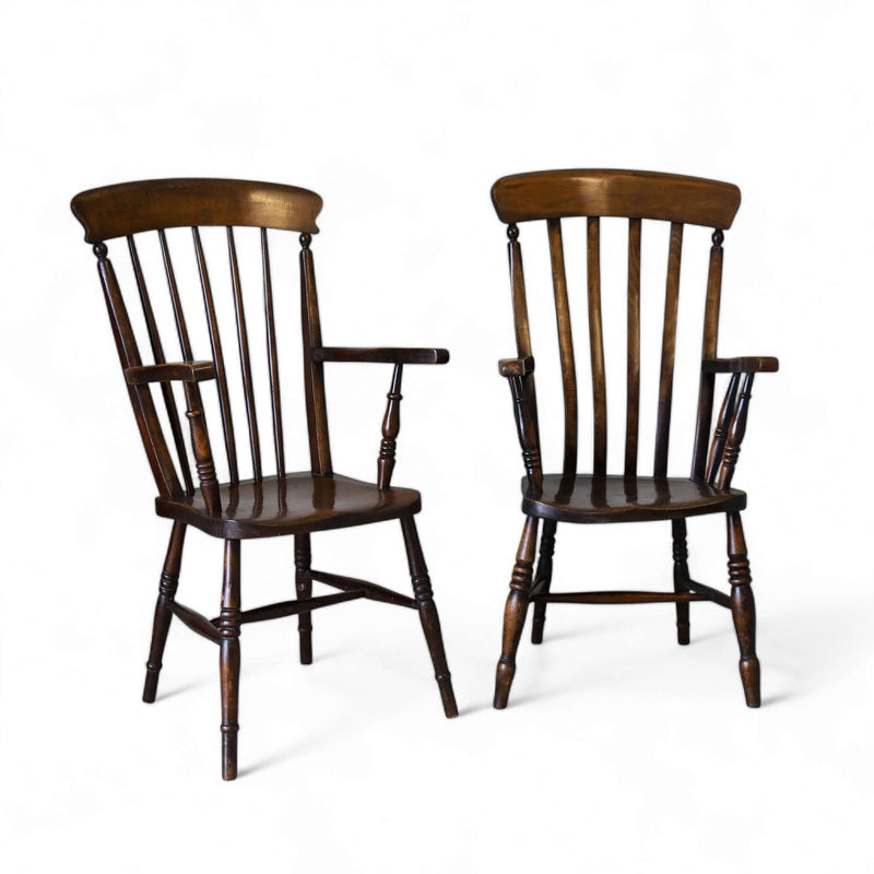 Pair of 19th century Oak farmhouse arm chairs