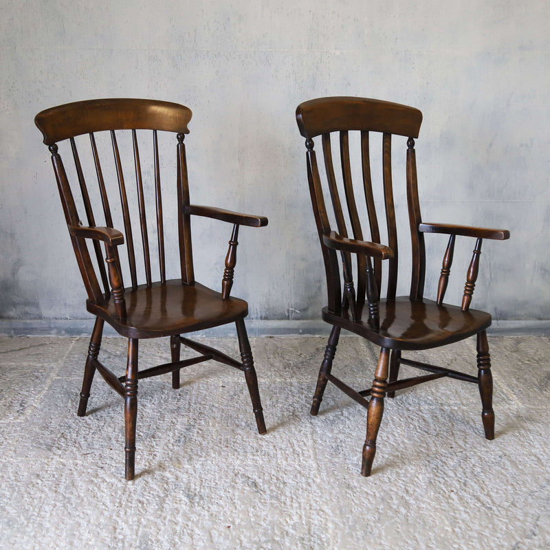 Pair of 19th century Oak farmhouse arm chairs