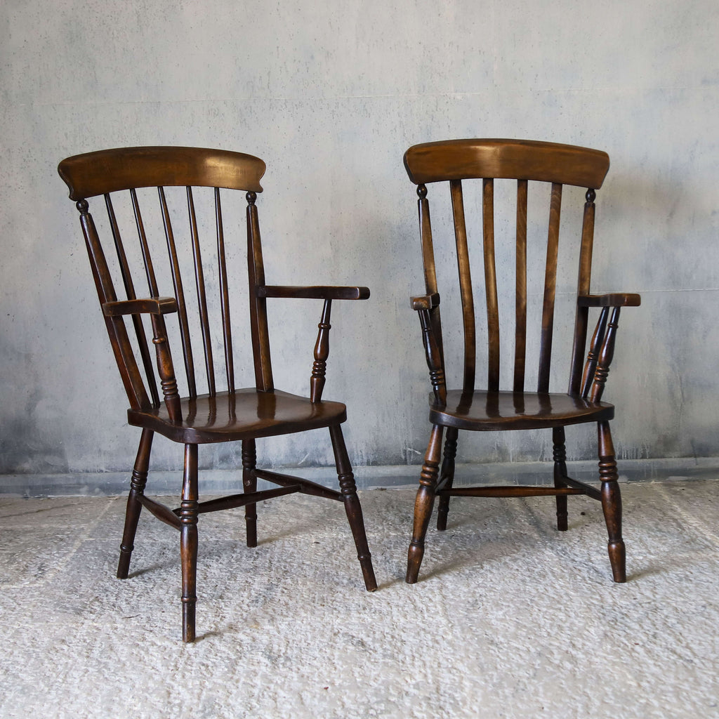 Pair of 19th century Oak farmhouse arm chairs