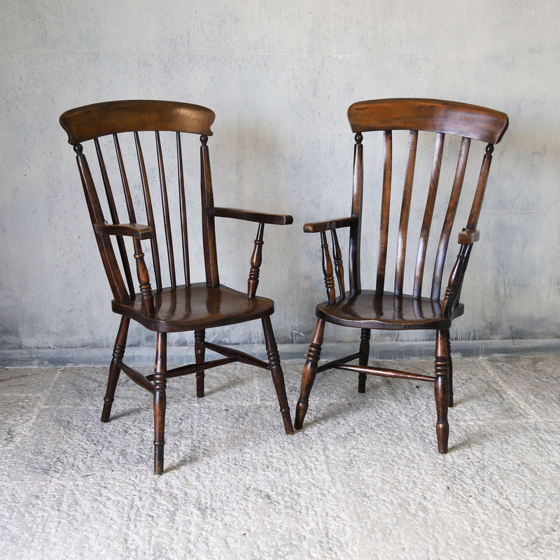 Pair of 19th century Oak farmhouse arm chairs