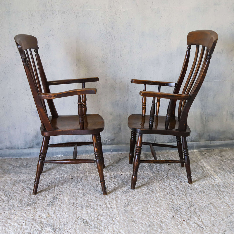 Pair of 19th century Oak farmhouse arm chairs