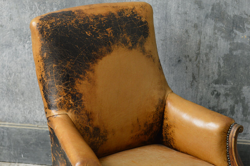 French Napoleon III  leather armchair