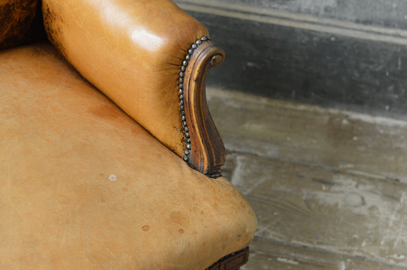 French Napoleon III  leather armchair