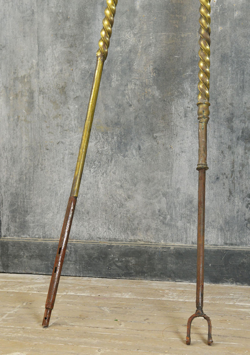 Pair of 19th Century carousel brass poles.